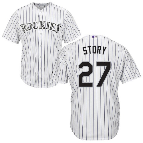 Rockies #27 Trevor Story White Cool Base Stitched Youth MLB Jersey